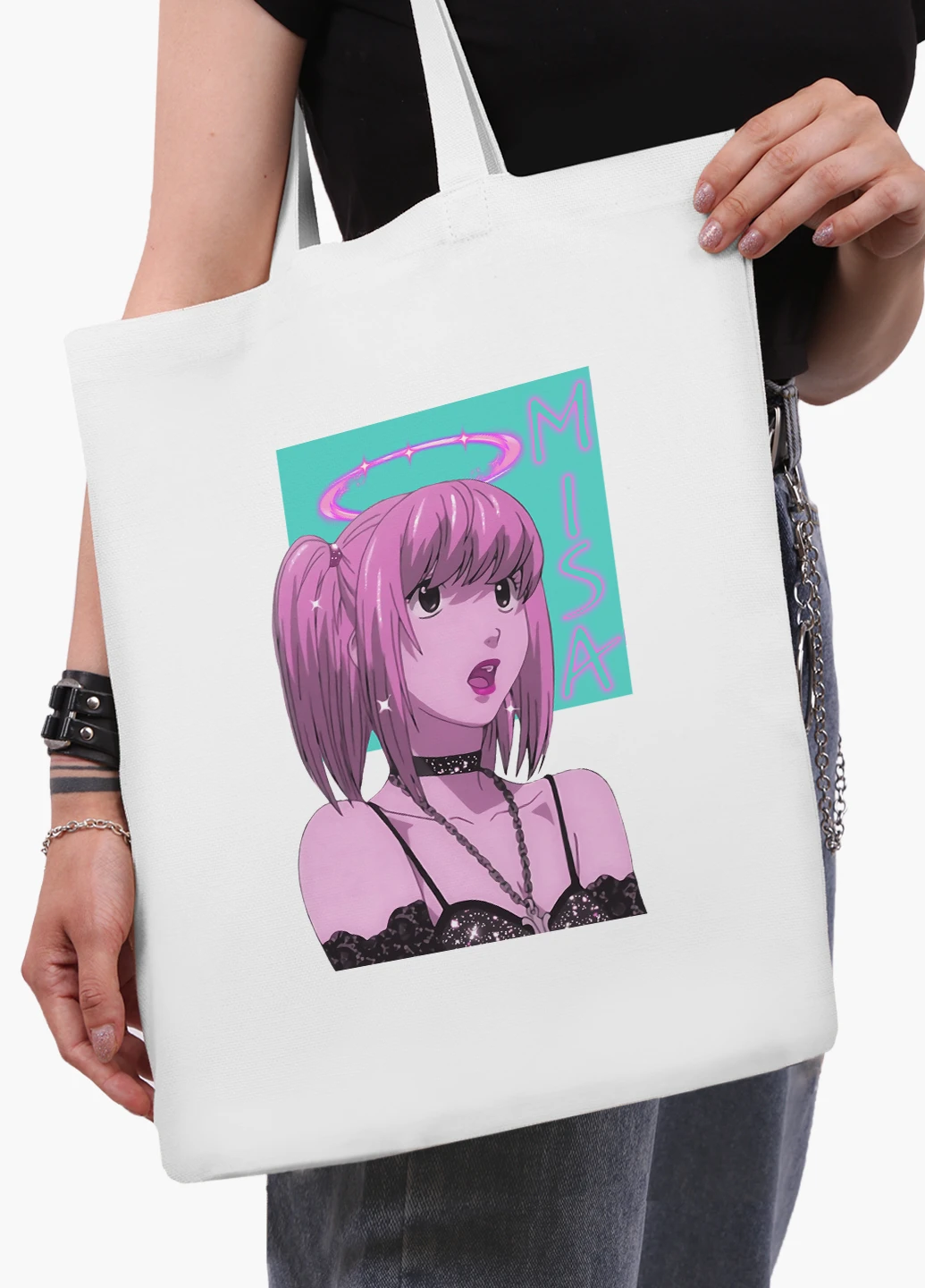 Еко сумка шоппер біла Мисан Амане Зошит смерті (Misa Amane Death Note) (9227-2827-WT2) Еко сумка шоппер біла 41*35 см MobiPrint (221683014)