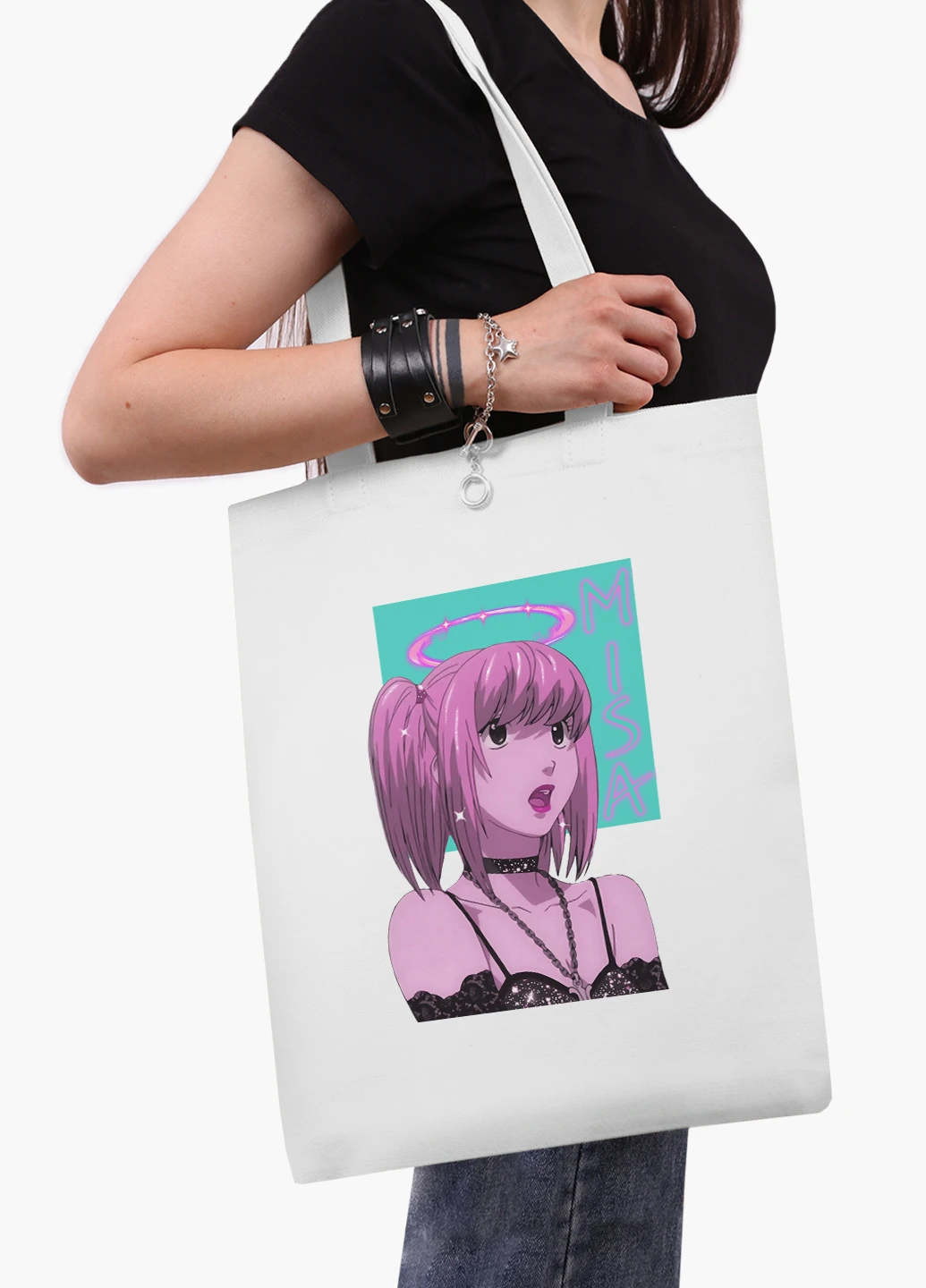 Еко сумка шоппер біла Мисан Амане Зошит смерті (Misa Amane Death Note) (9227-2827-WT2) Еко сумка шоппер біла 41*35 см MobiPrint (221683014)