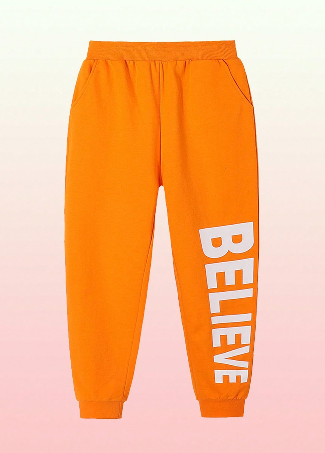 Оранжевые кэжуал, спортивные демисезонные брюки джоггеры SHEIN