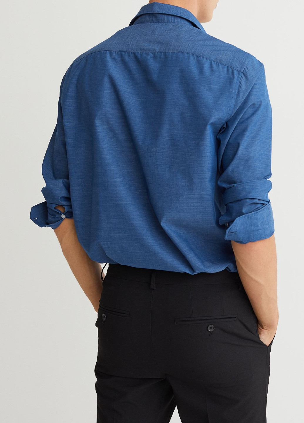 Синяя рубашка однотонная H&M