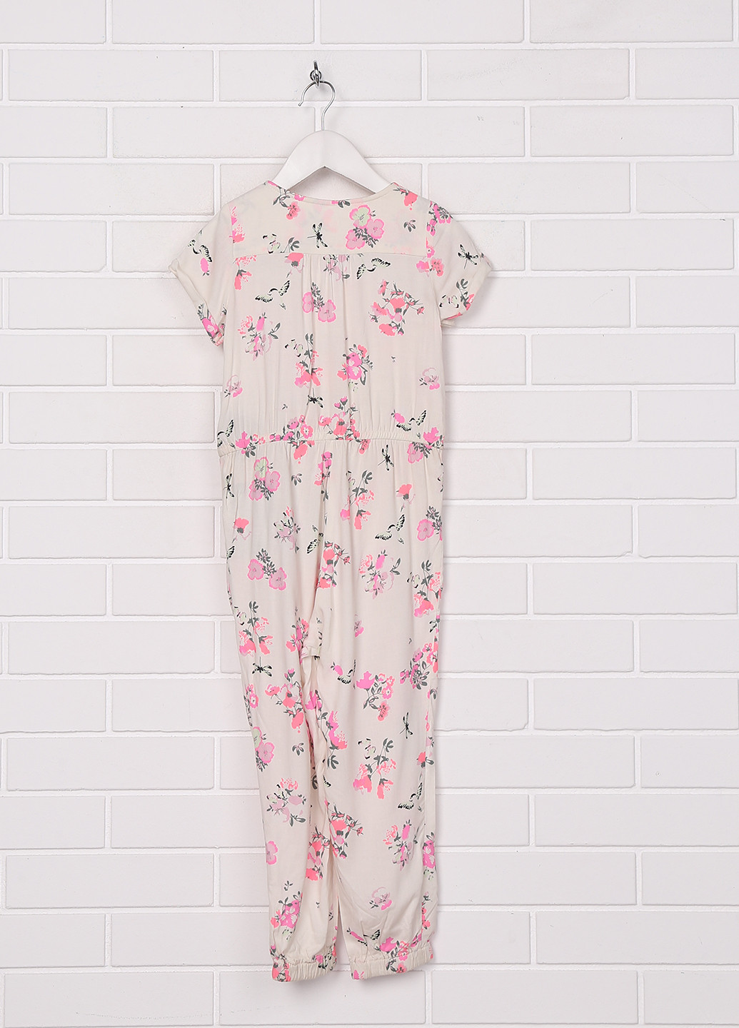 Комбінезон H&M комбінезон-брюки квітковий світло бежевий кежуал