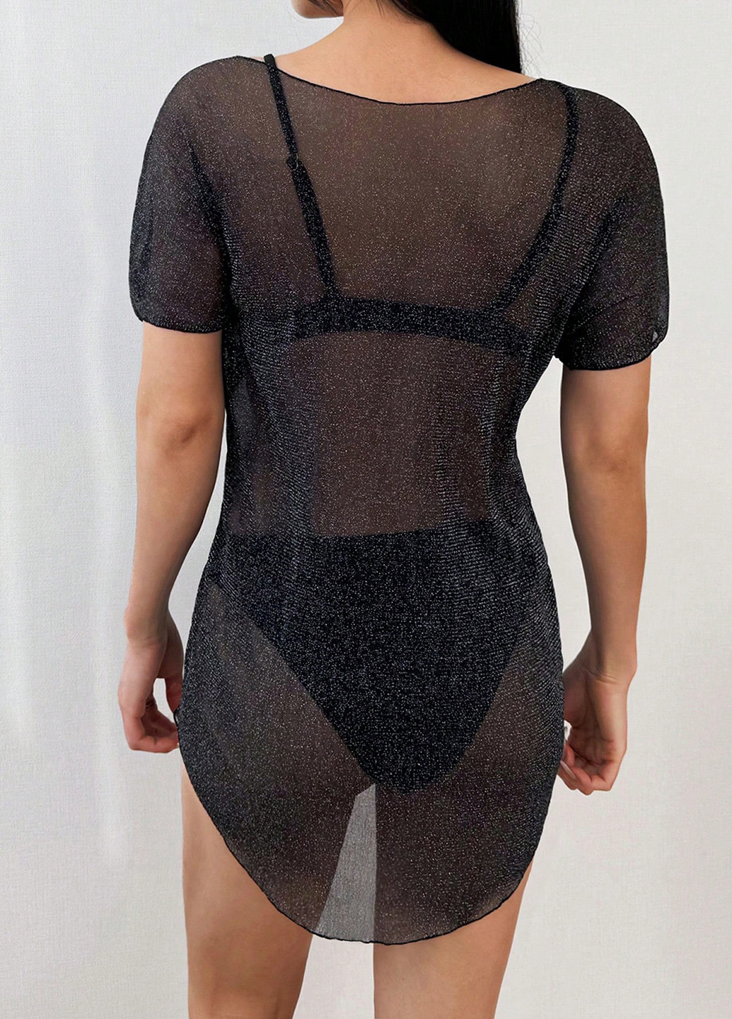 Чорна пляжна сукня а-силует SHEIN однотонна