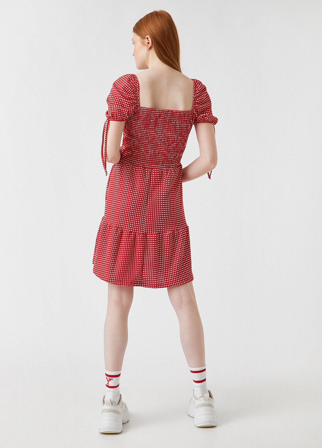 Красное кэжуал платье в стиле ампир KOTON с геометрическим узором