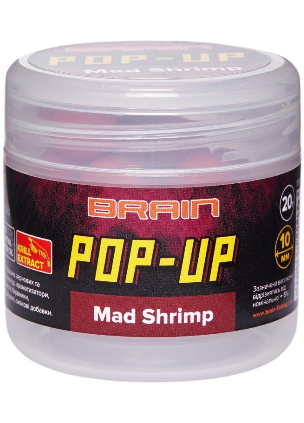 Бойли Pop-Up F1 Mad Shrimp (креветка/спеції) 08mm 20g Brain (252648400)