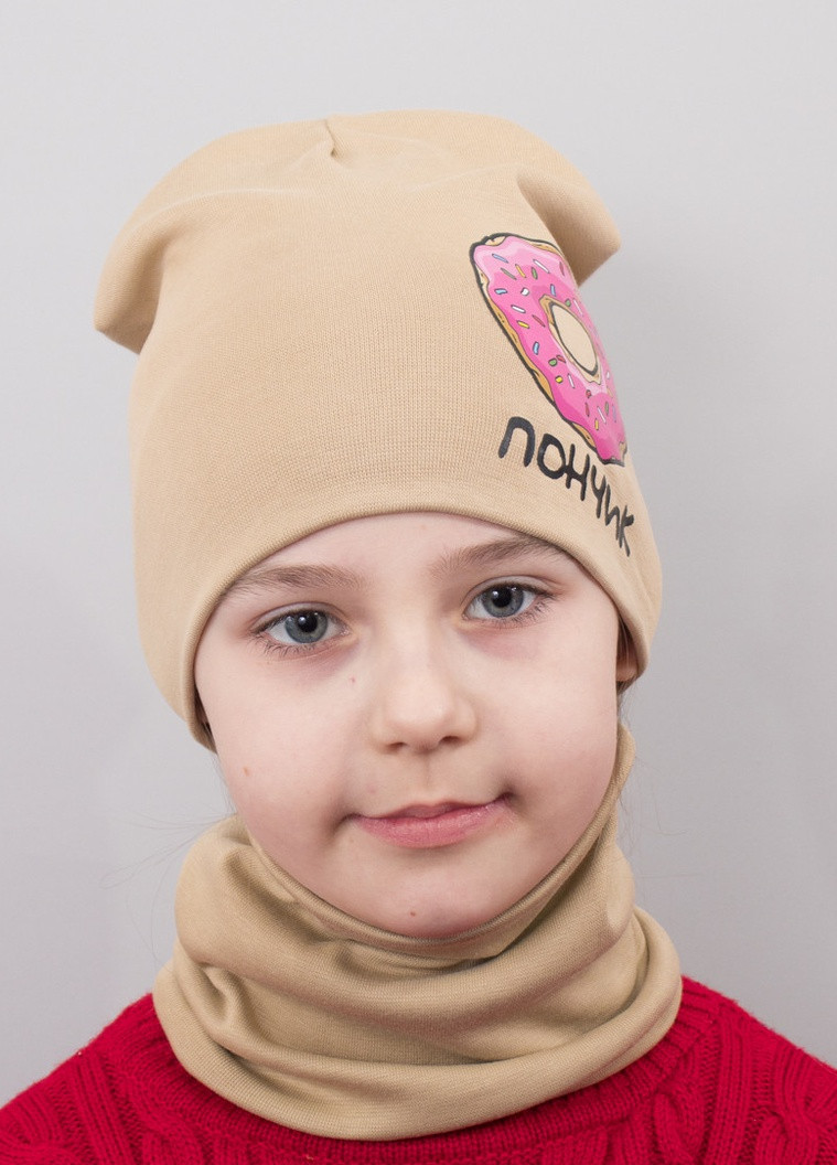 Дитяча шапка з хомутом КАНТА "Пончик" розмір 48-52 беж (OC-821) Канта (220180426)