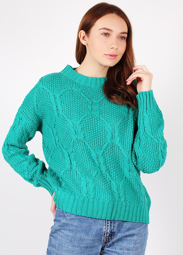 Изумрудный демисезонный свитер женский вязанный изумрудный 42-46 AAA