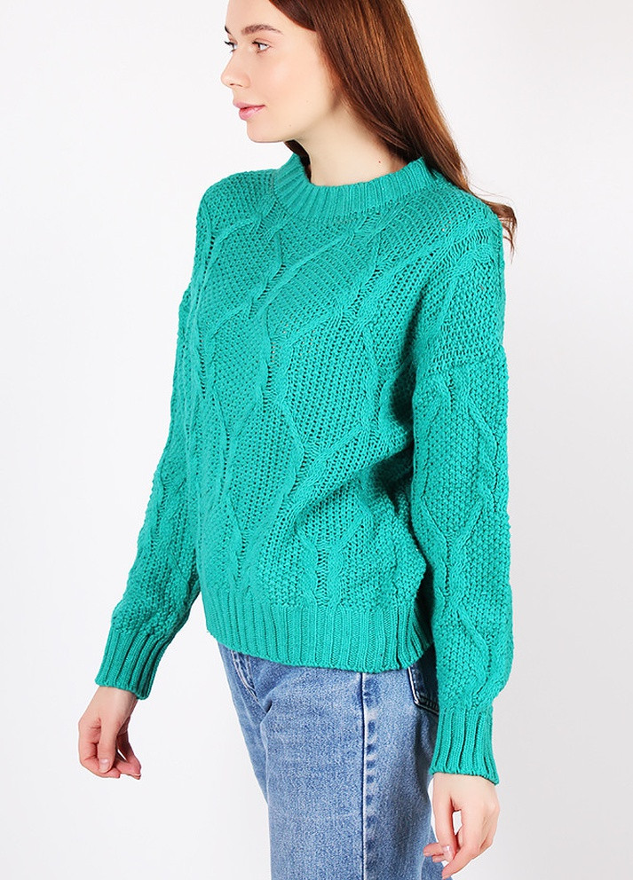 Смарагдовий демісезонний светр жіночий в'язаний смарагдовий 42-46 AAA