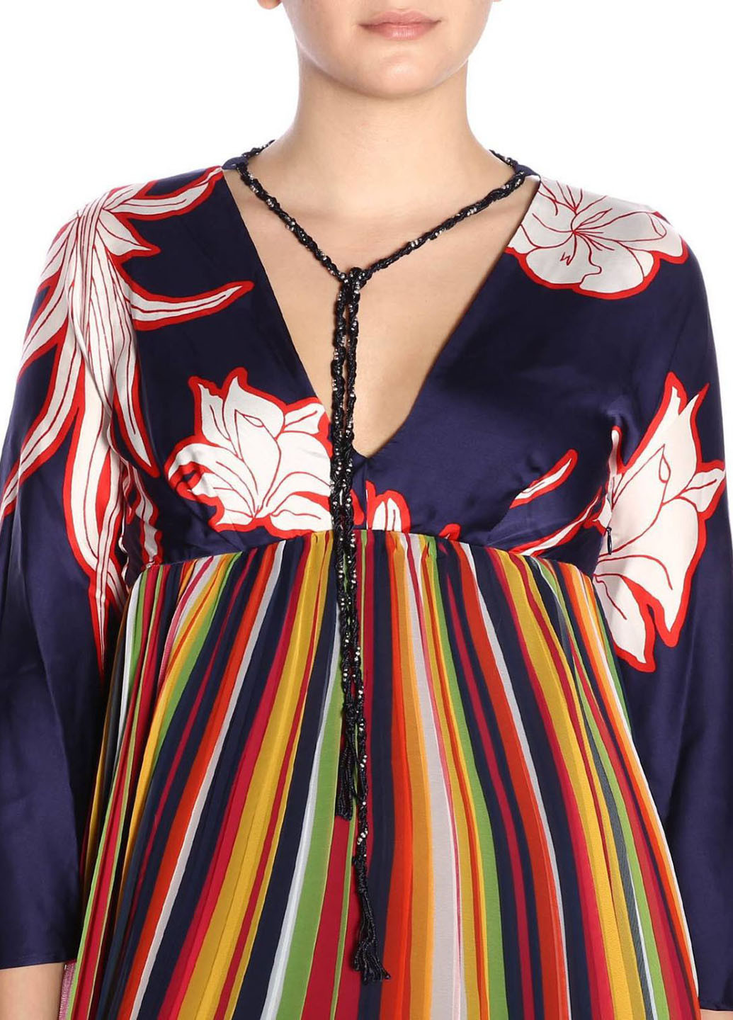 Комбинированное кэжуал платье с открытой спиной, плиссированное Pinko колор блок