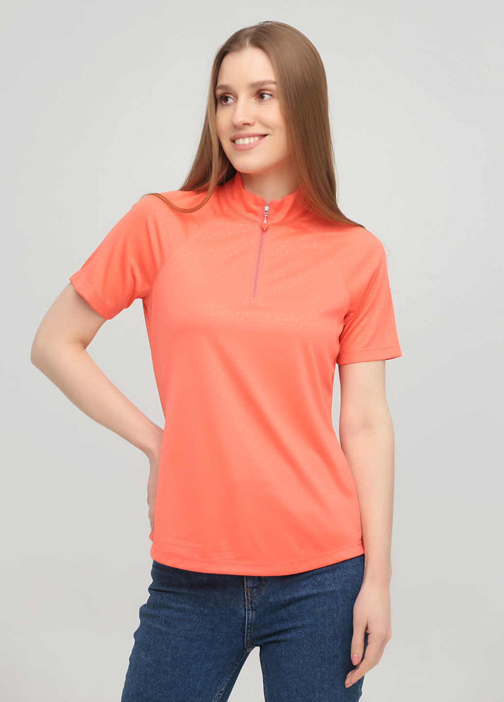 Коралловая женская футболка-поло Greg Norman в горошек