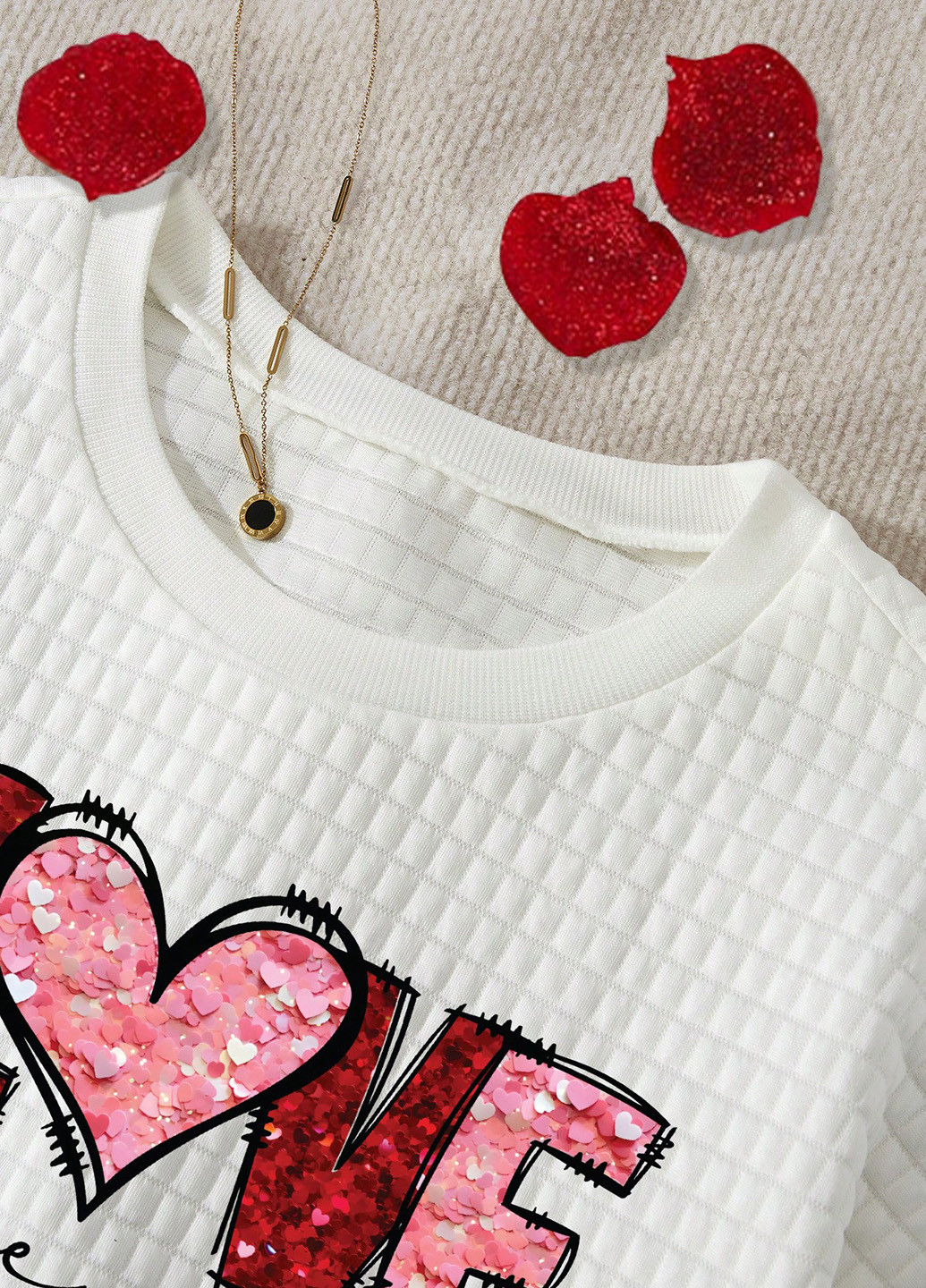 Белый свитшот SHEIN надпись без декора (342067996)