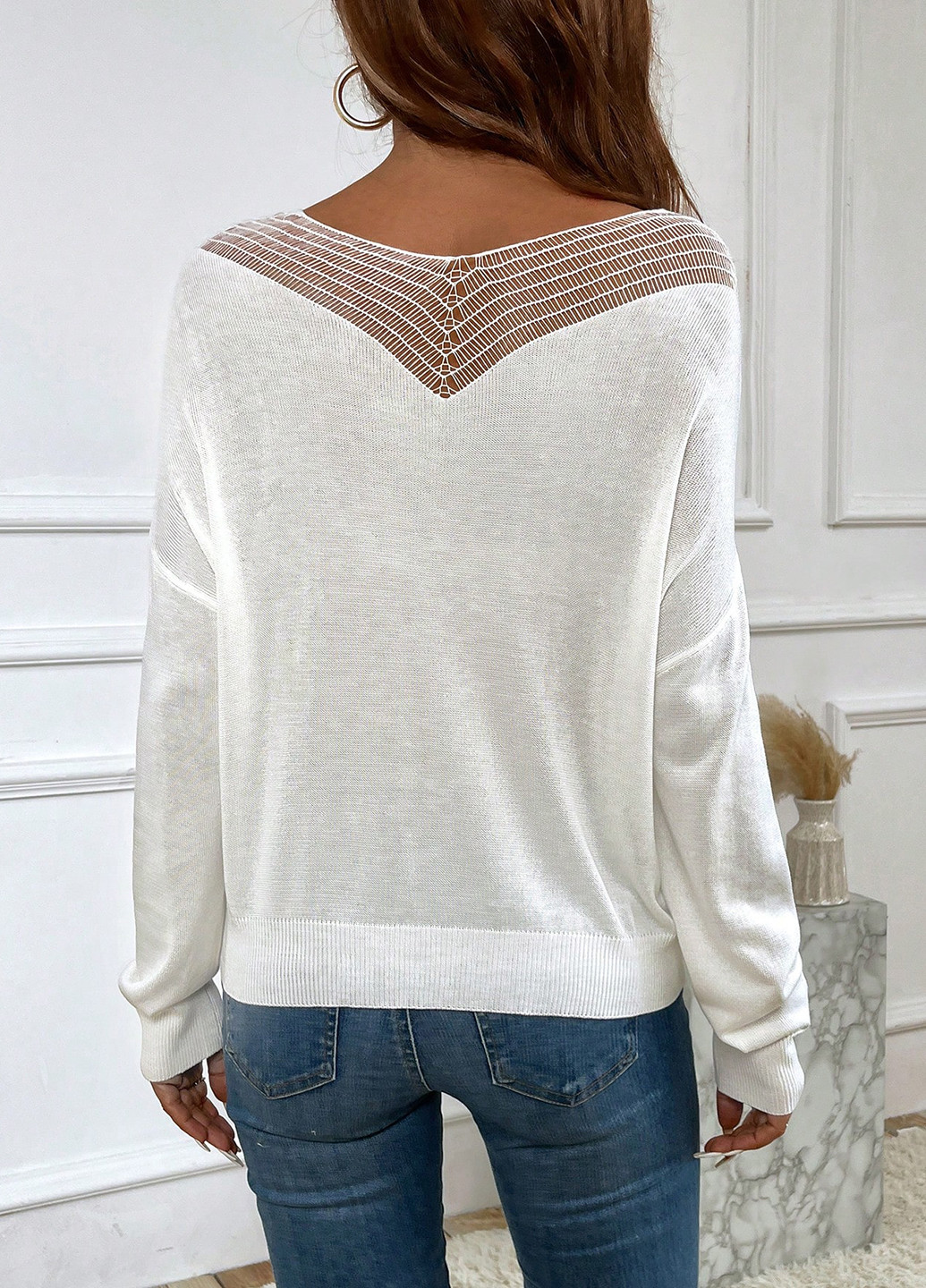 Белый демисезонный пуловер пуловер SHEIN