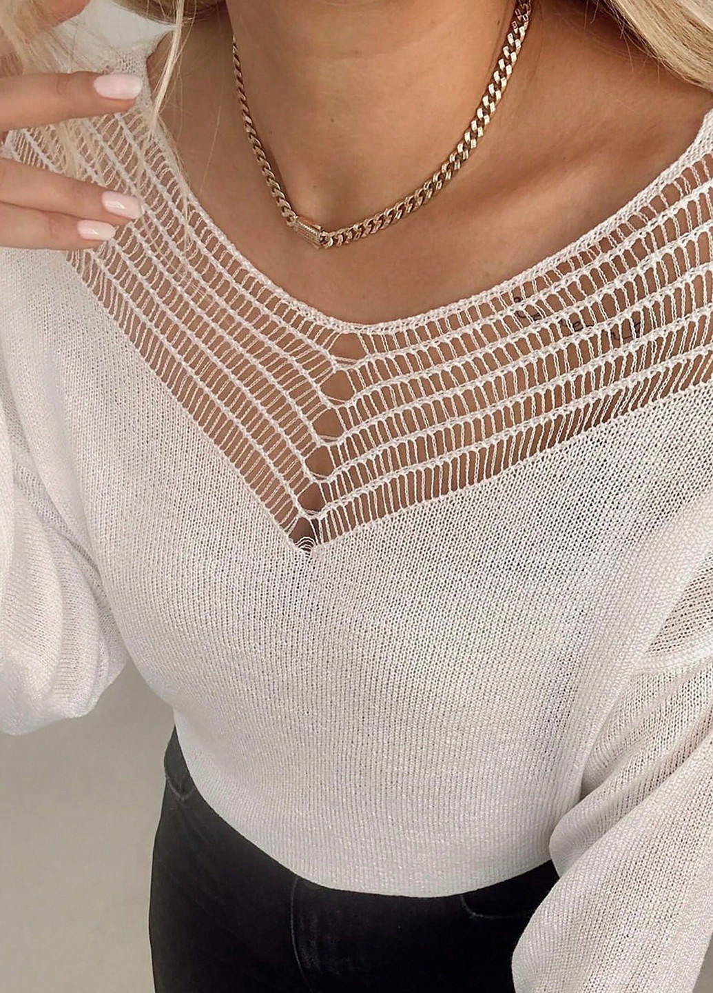 Белый демисезонный пуловер пуловер SHEIN