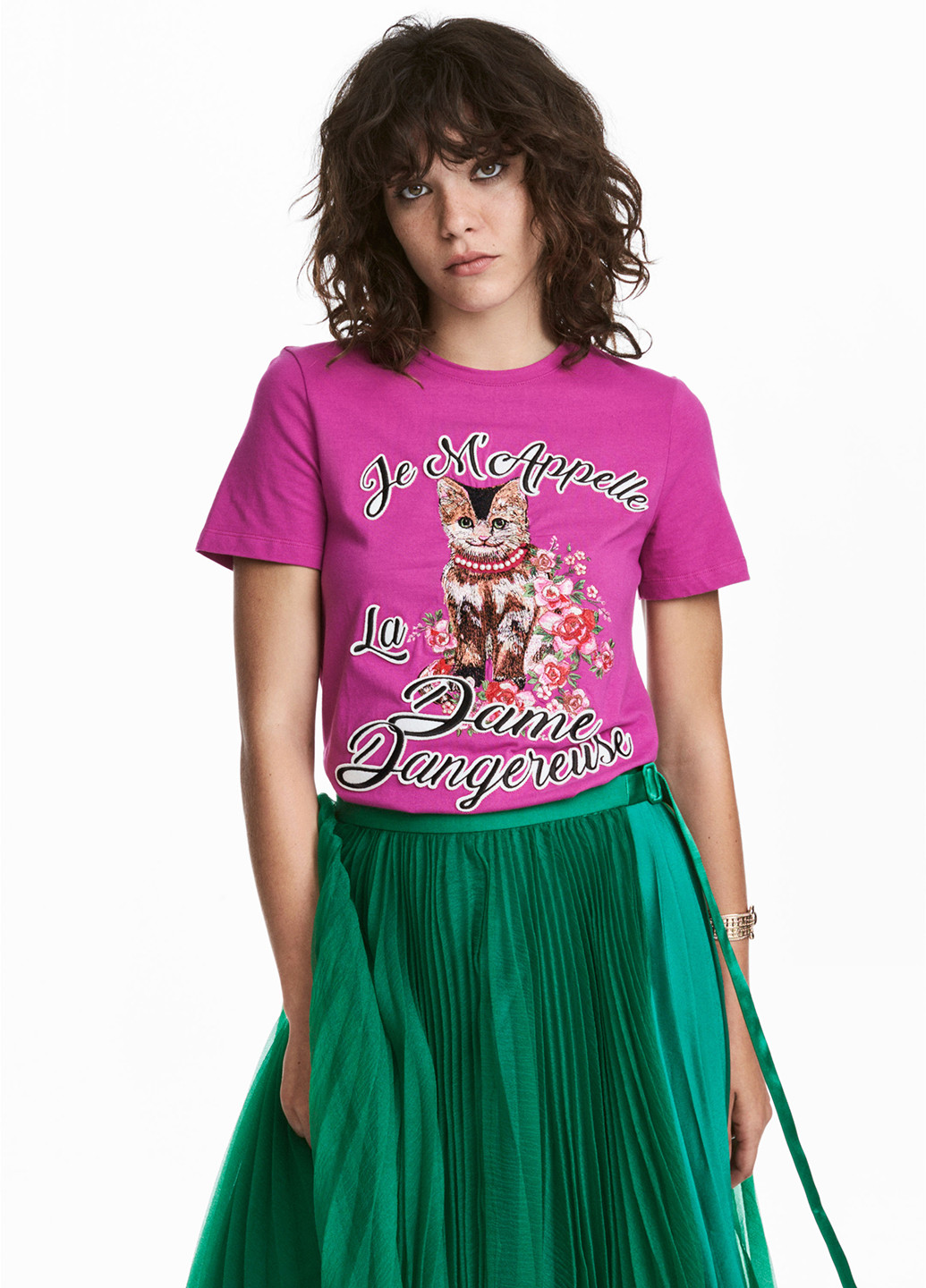 Фуксиновая летняя футболка H&M