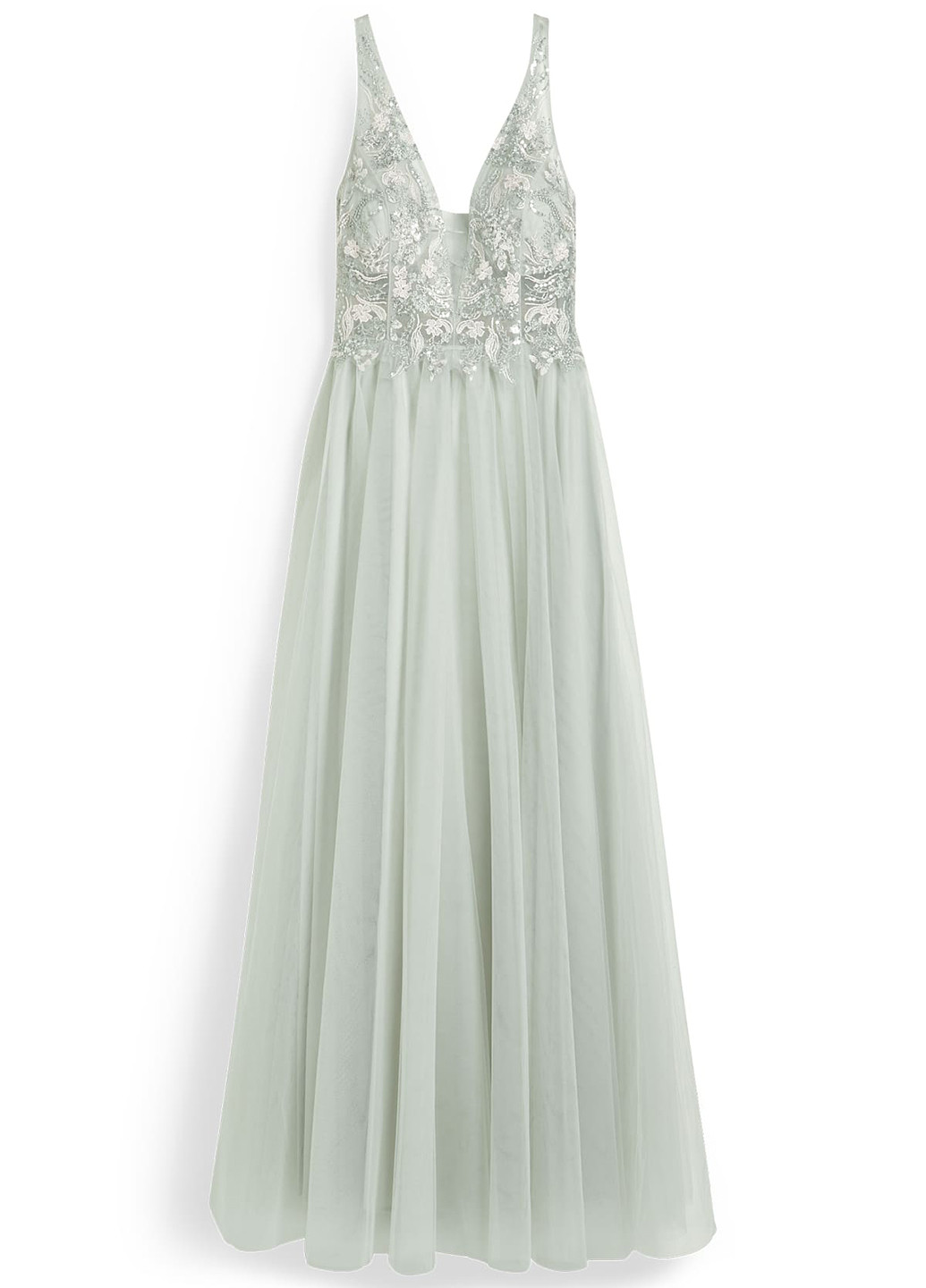 Светло-серое вечернее, праздничный платье C&A однотонное