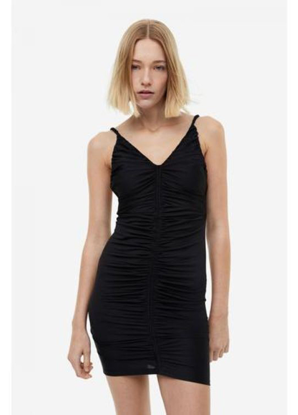 Чорна коктейльна, вечірня сукня з відкритою спиною H&M однотонна