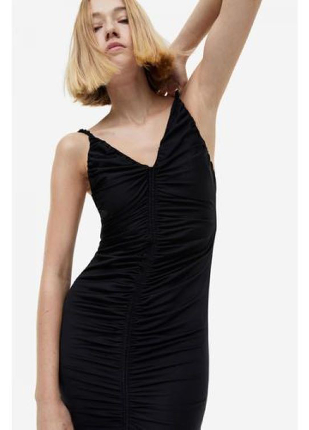 Чорна коктейльна, вечірня сукня з відкритою спиною H&M однотонна