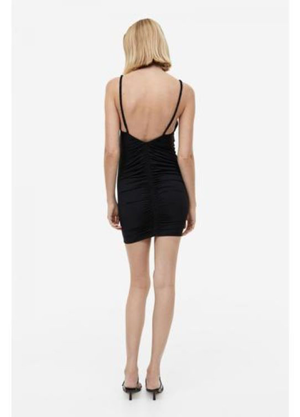 Чорна коктейльна, вечірня сукня з відкритою спиною H&M однотонна