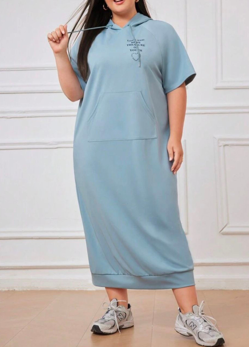 Блакитна кежуал сукня сукня-худі SHEIN з написами