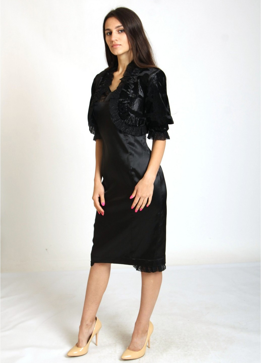 Черный демисезонный комплект ( платье, болеро ) Petro Soroka
