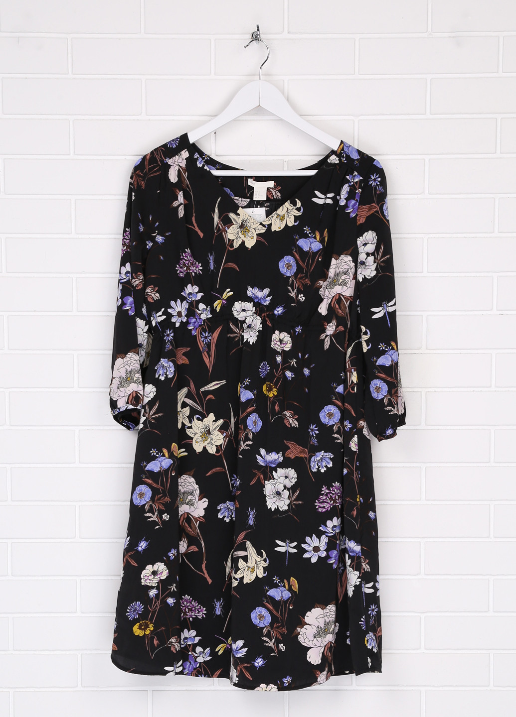 Чорна кежуал плаття для вагітних кльош H&M з квітковим принтом
