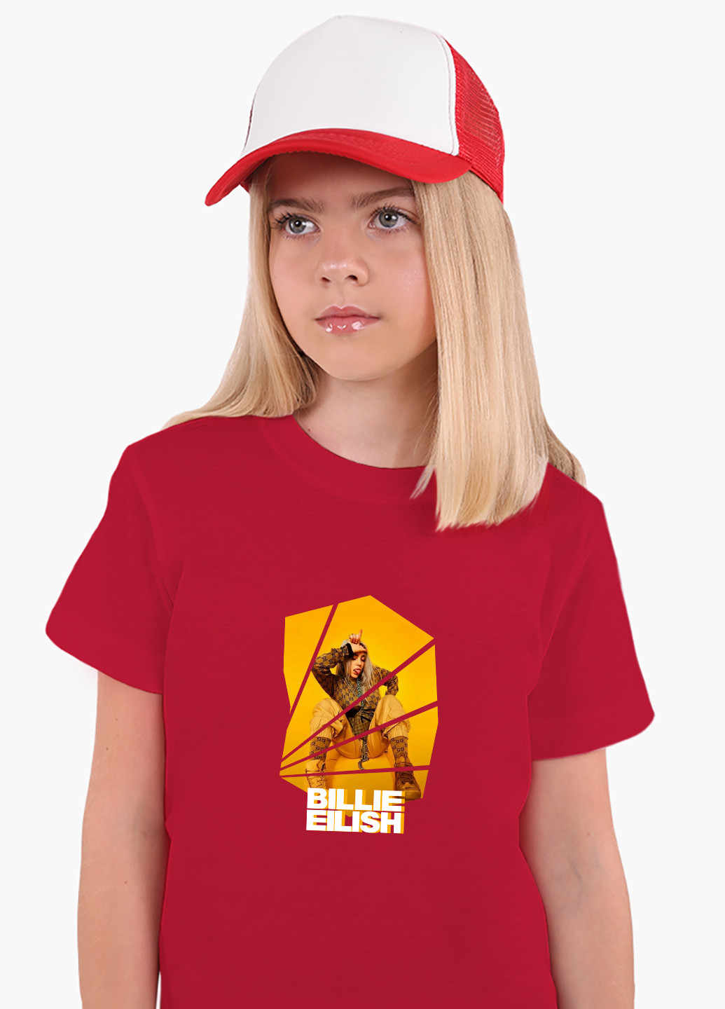Червона демісезонна футболка дитяча біллі айлиш (billie eilish) (9224-1216) MobiPrint