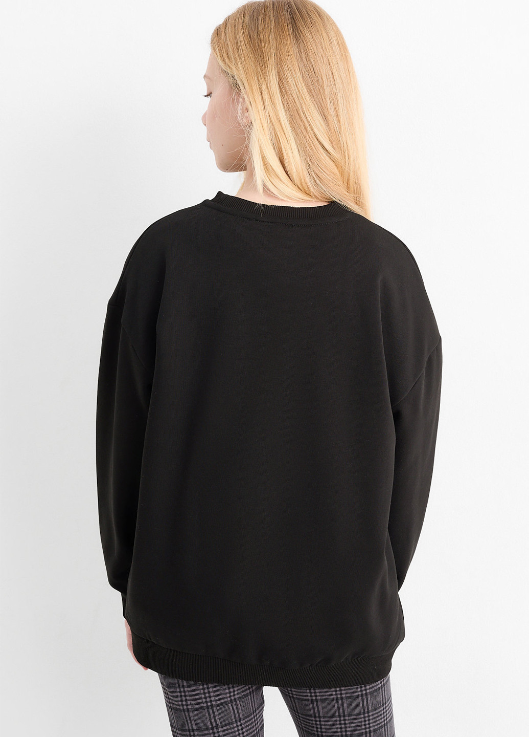 C&A свитшот новогодний черный кэжуал хлопок, трикотаж с начесом