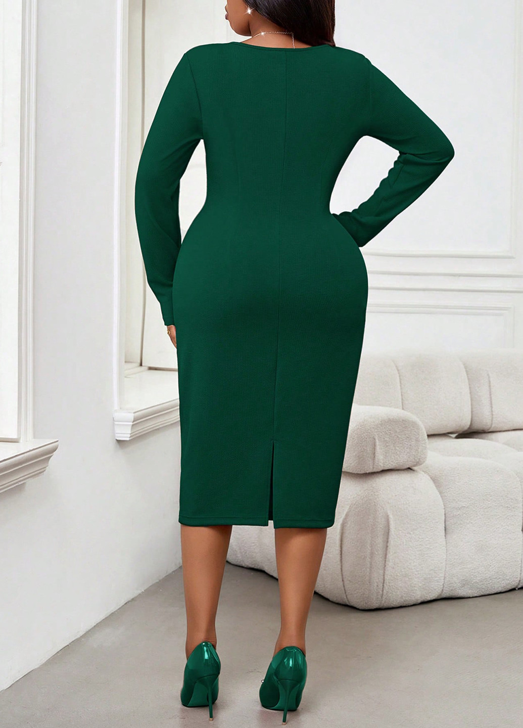 Смарагдова кежуал сукня футляр SHEIN однотонна