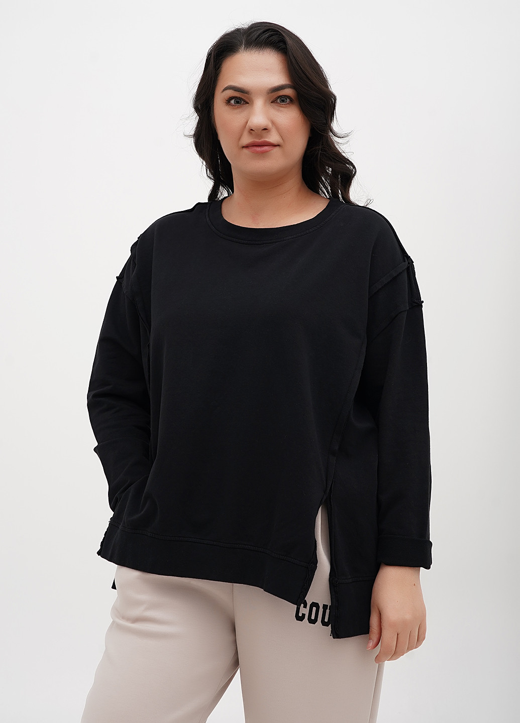 Черный свитшот Made in Italy однотонный без декора (316117700)