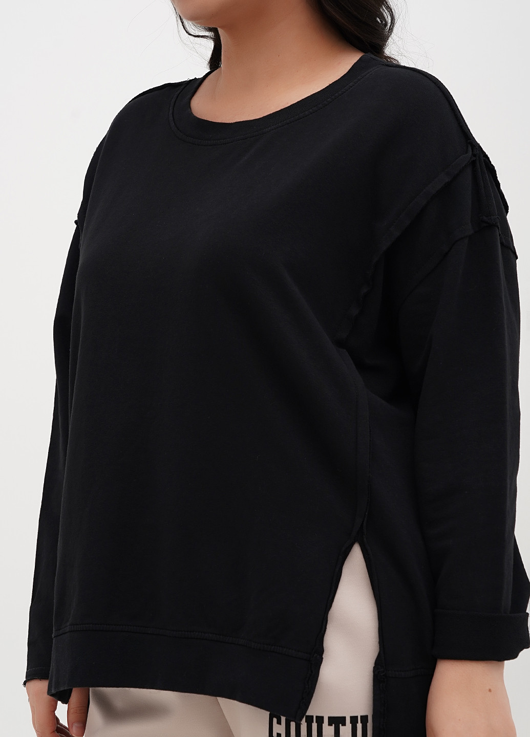 Черный свитшот Made in Italy однотонный без декора (316117700)