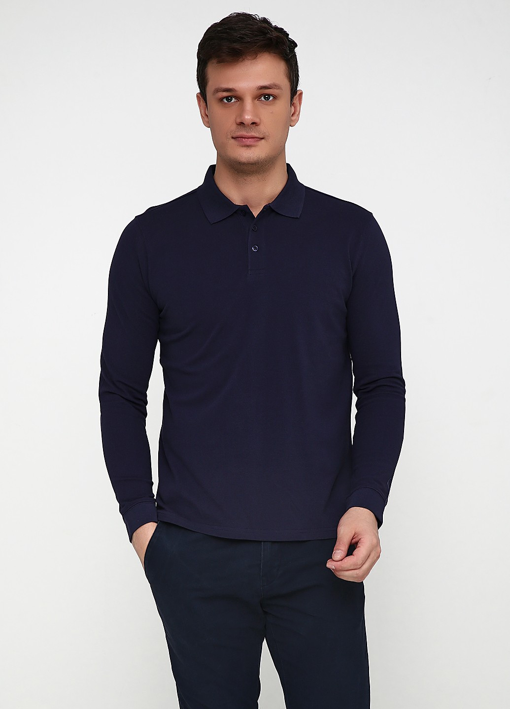 Темно-синяя футболка-поло для мужчин Luca D'altieri однотонная