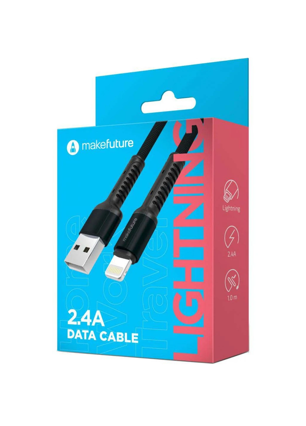 Дата кабель (MCB-LD1GR) MakeFuture USB 2.0 AM to Lightning 1.0m Denim Grey (239382589)
