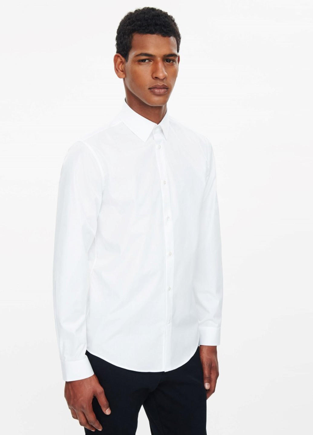 Белая классическая рубашка однотонная Cos с длинным рукавом