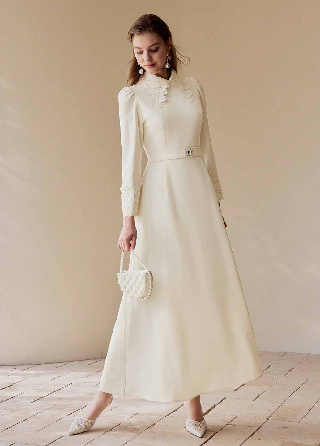 Кремова святковий сукня кльош SHEIN однотонна