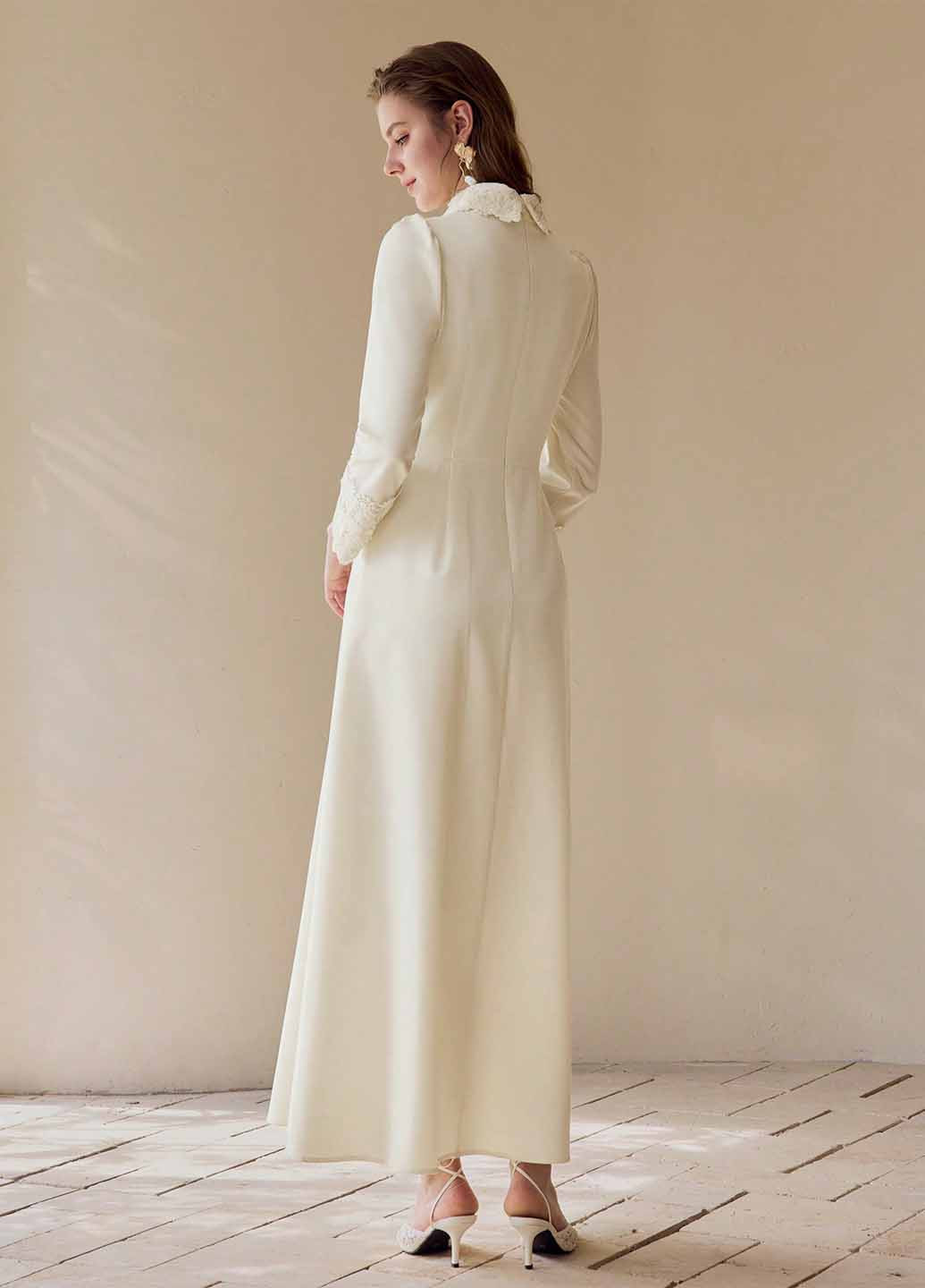 Кремова святковий сукня кльош SHEIN однотонна