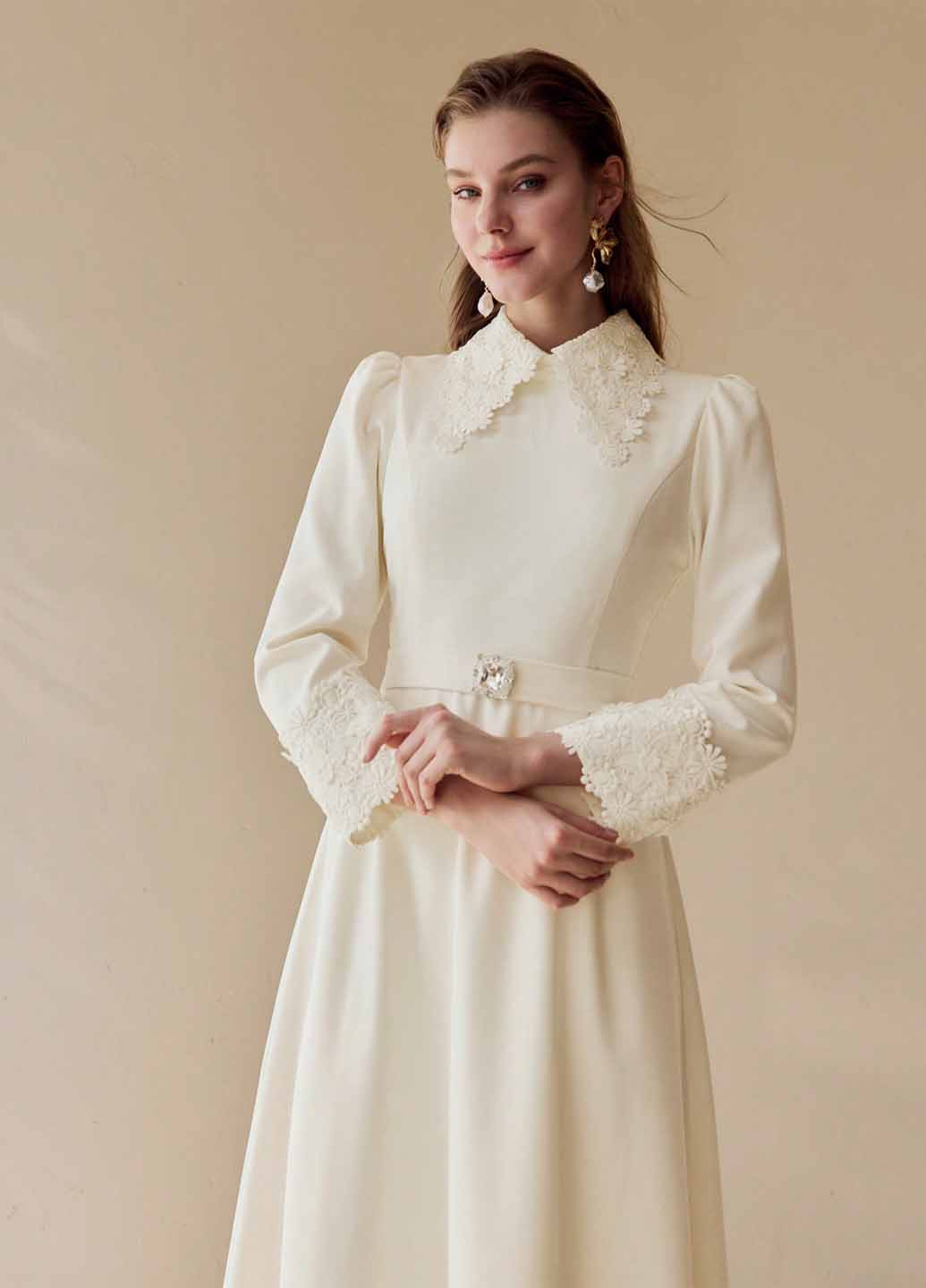 Кремова святковий сукня кльош SHEIN однотонна