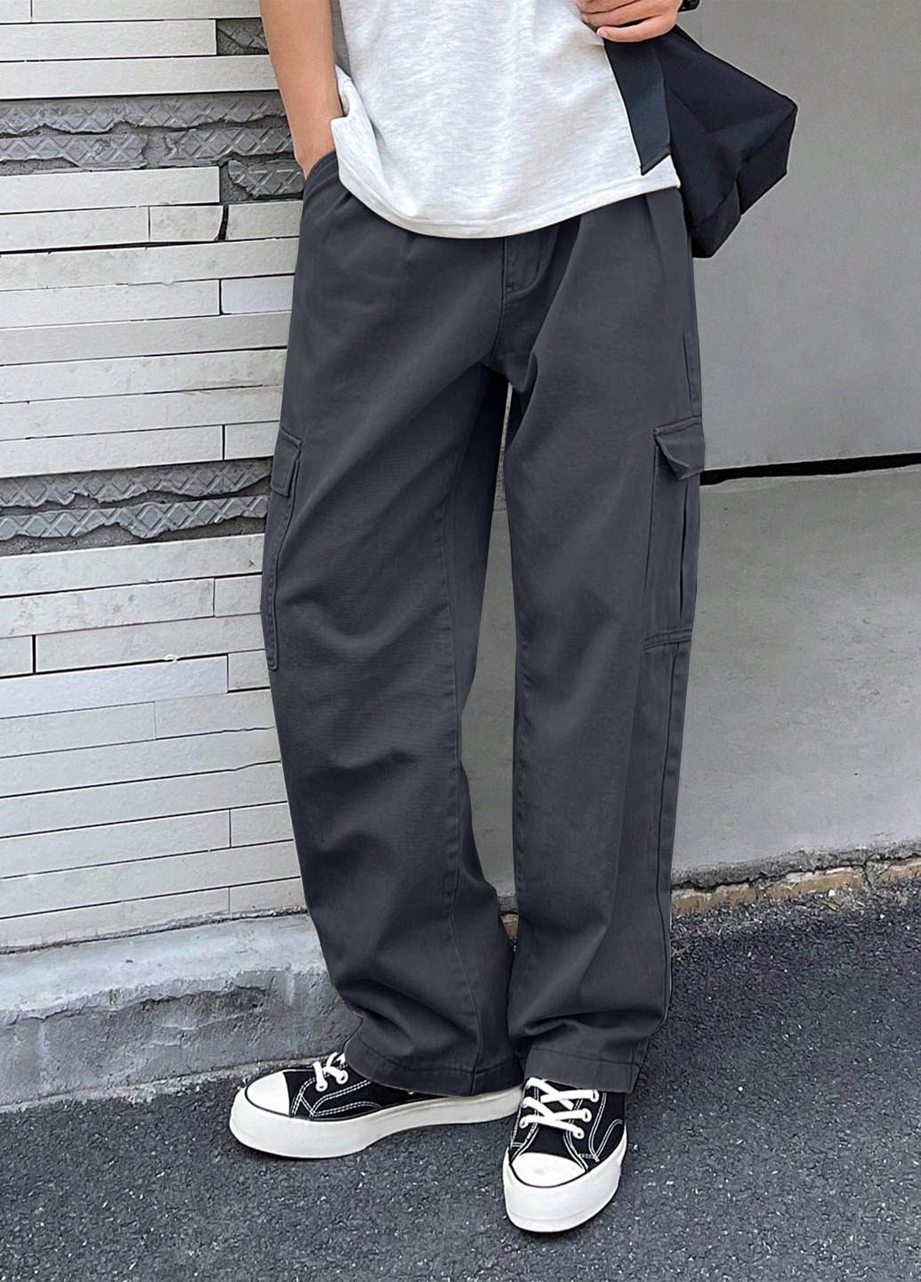 Серые кэжуал демисезонные брюки прямые SHEIN