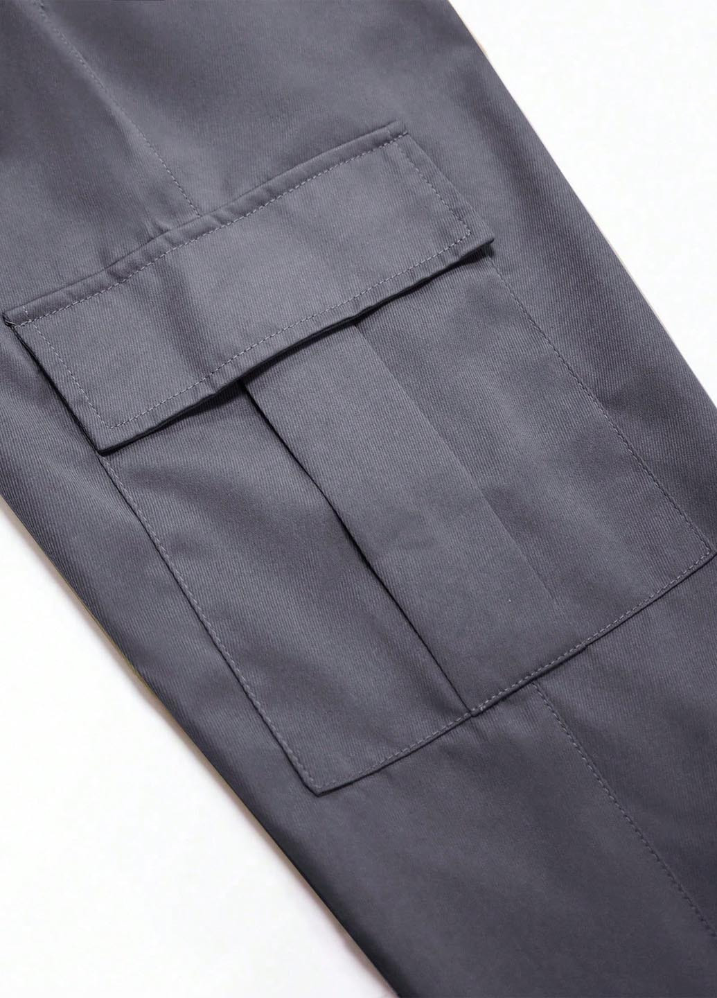 Серые кэжуал демисезонные брюки прямые SHEIN