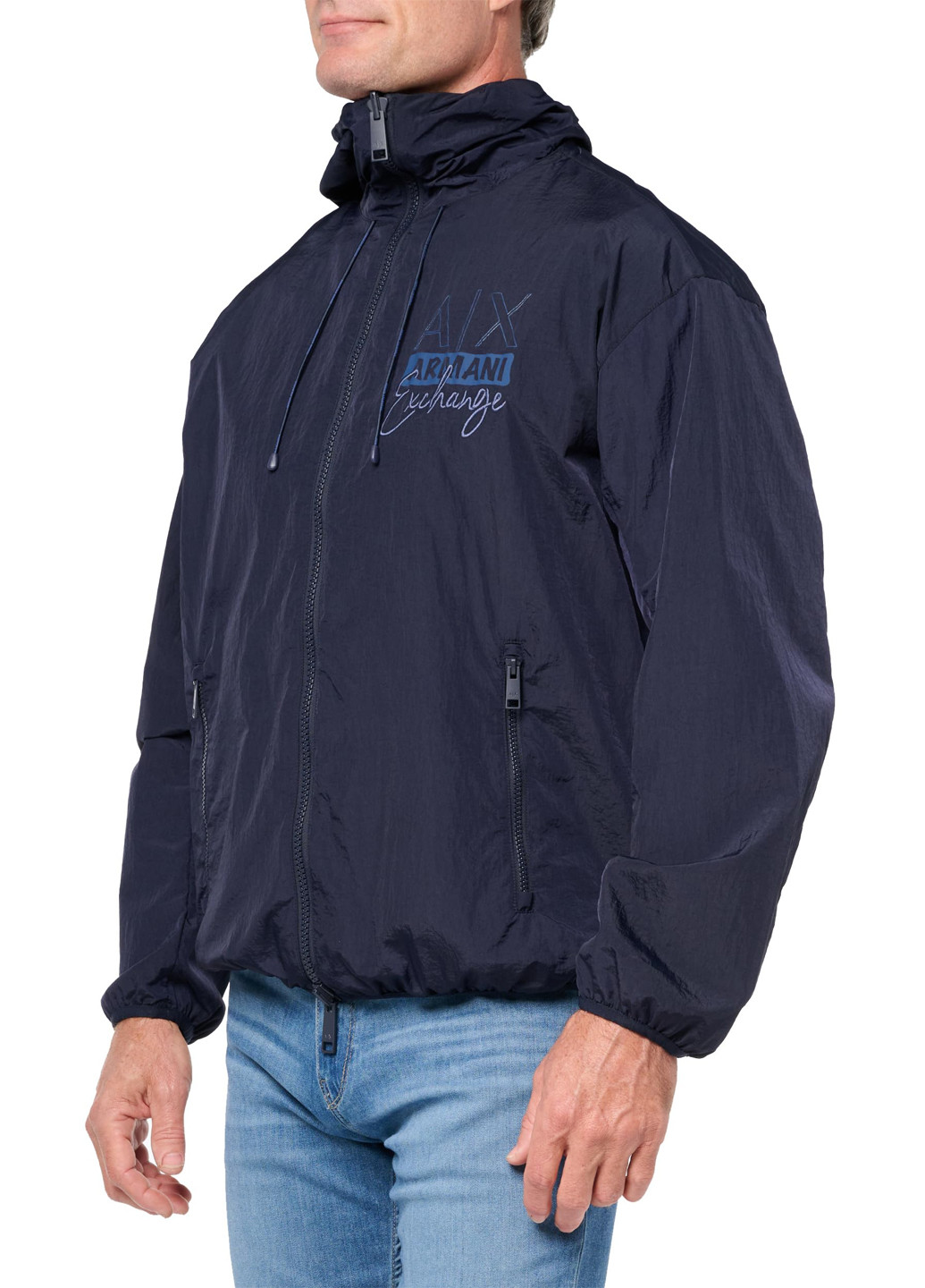 Темно-синя демісезонна вітровка Armani Exchange