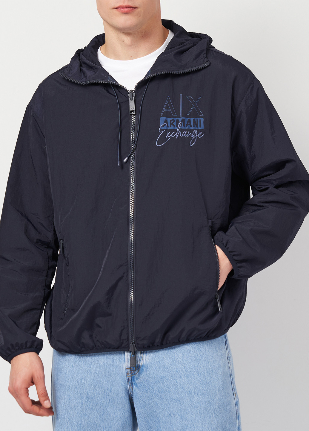 Темно-синя демісезонна вітровка Armani Exchange