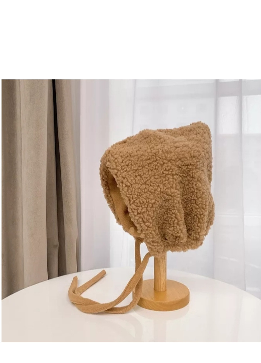 Жіноча шапка-капюшон на зав'язках Бежевий Brend Шапка (252604328)