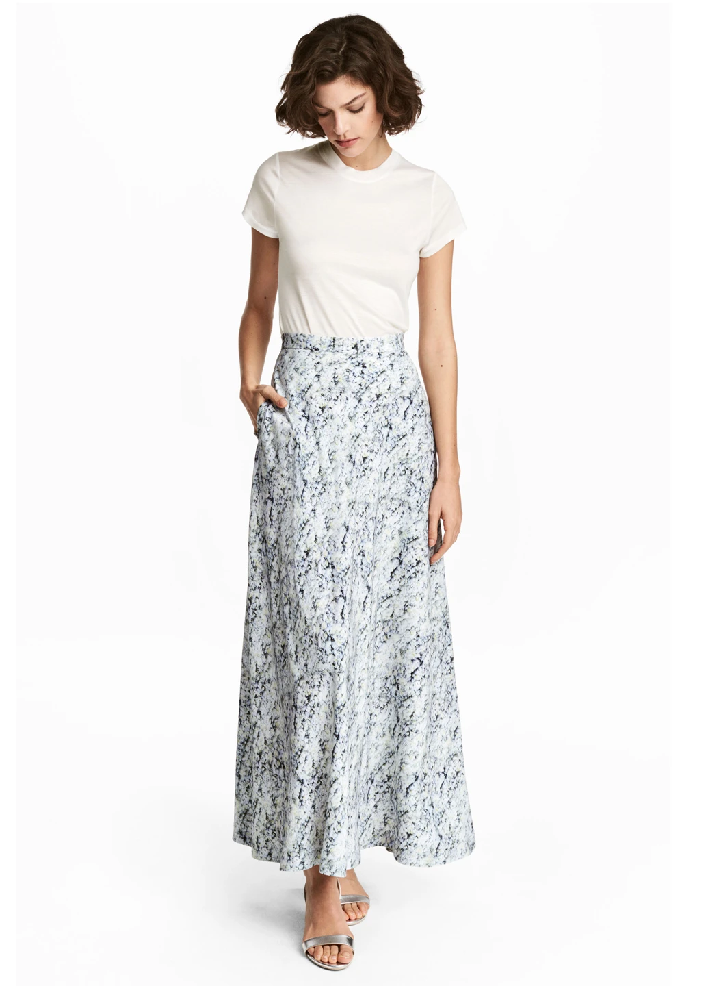 Белая кэжуал юбка H&M макси
