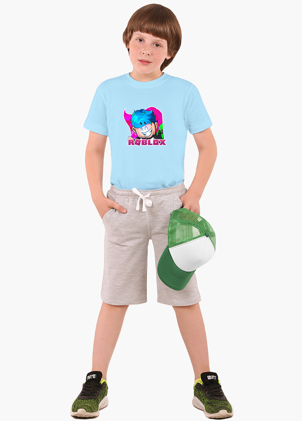 Блакитна демісезонна футболка дитяча роблокс (roblox) (9224-1223) MobiPrint