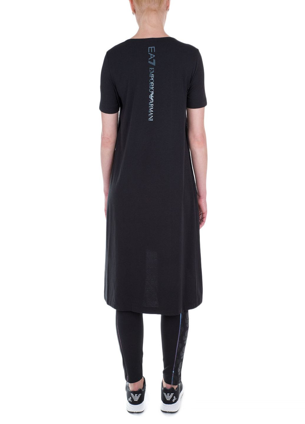 Черное кэжуал платье ARMANI EA7 с цветочным принтом