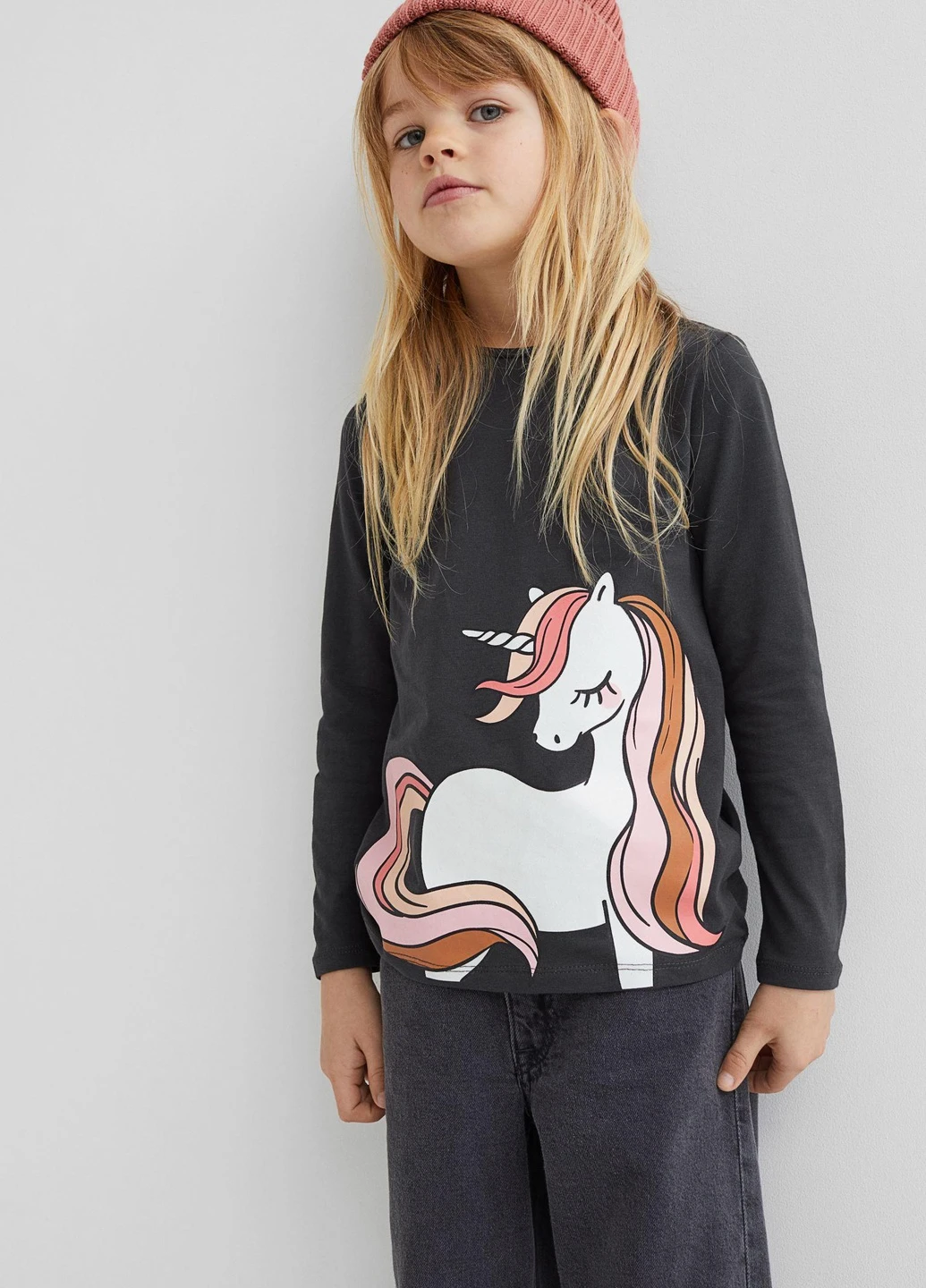 Лонгслів,чорний з принтом білий, H&M (256668796)