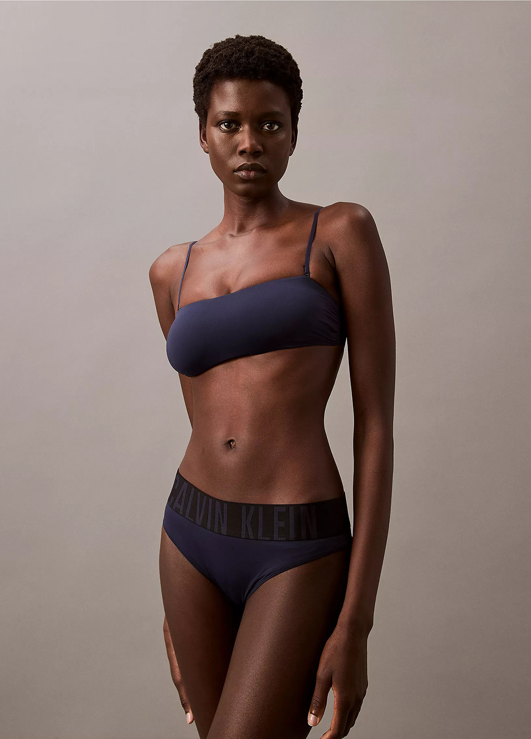 Тёмно-синий топ бюстгальтер Calvin Klein без косточек полиамид