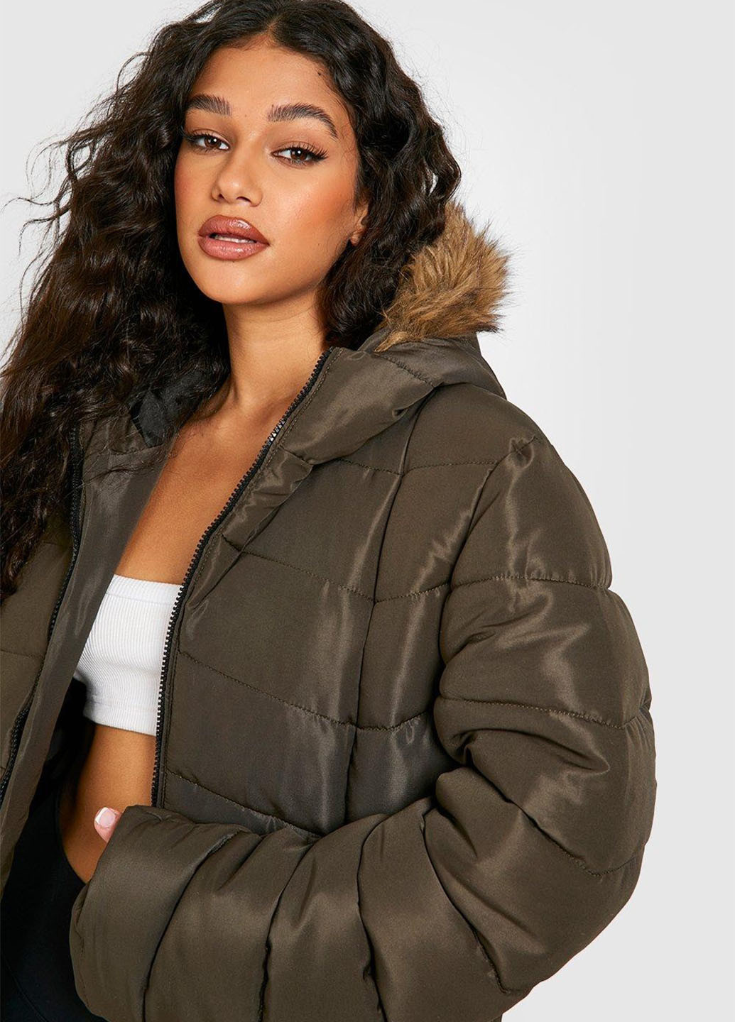 Коричневая демисезонная куртка Boohoo