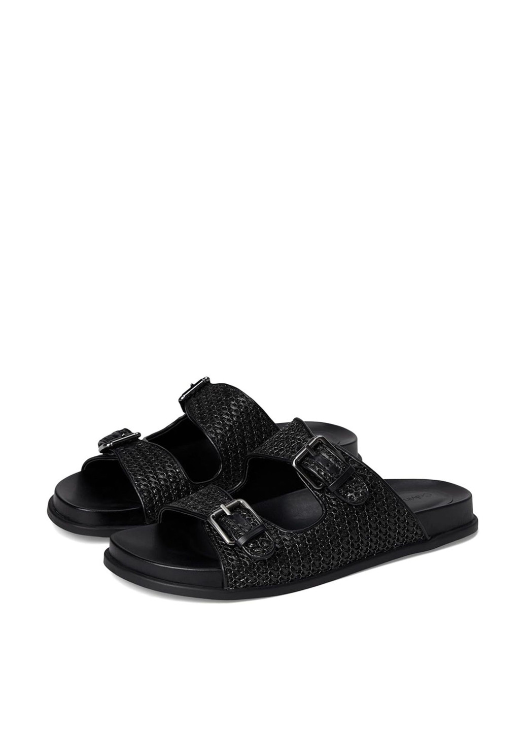 Черные шлепанцы Calvin Klein с пряжкой, плетение