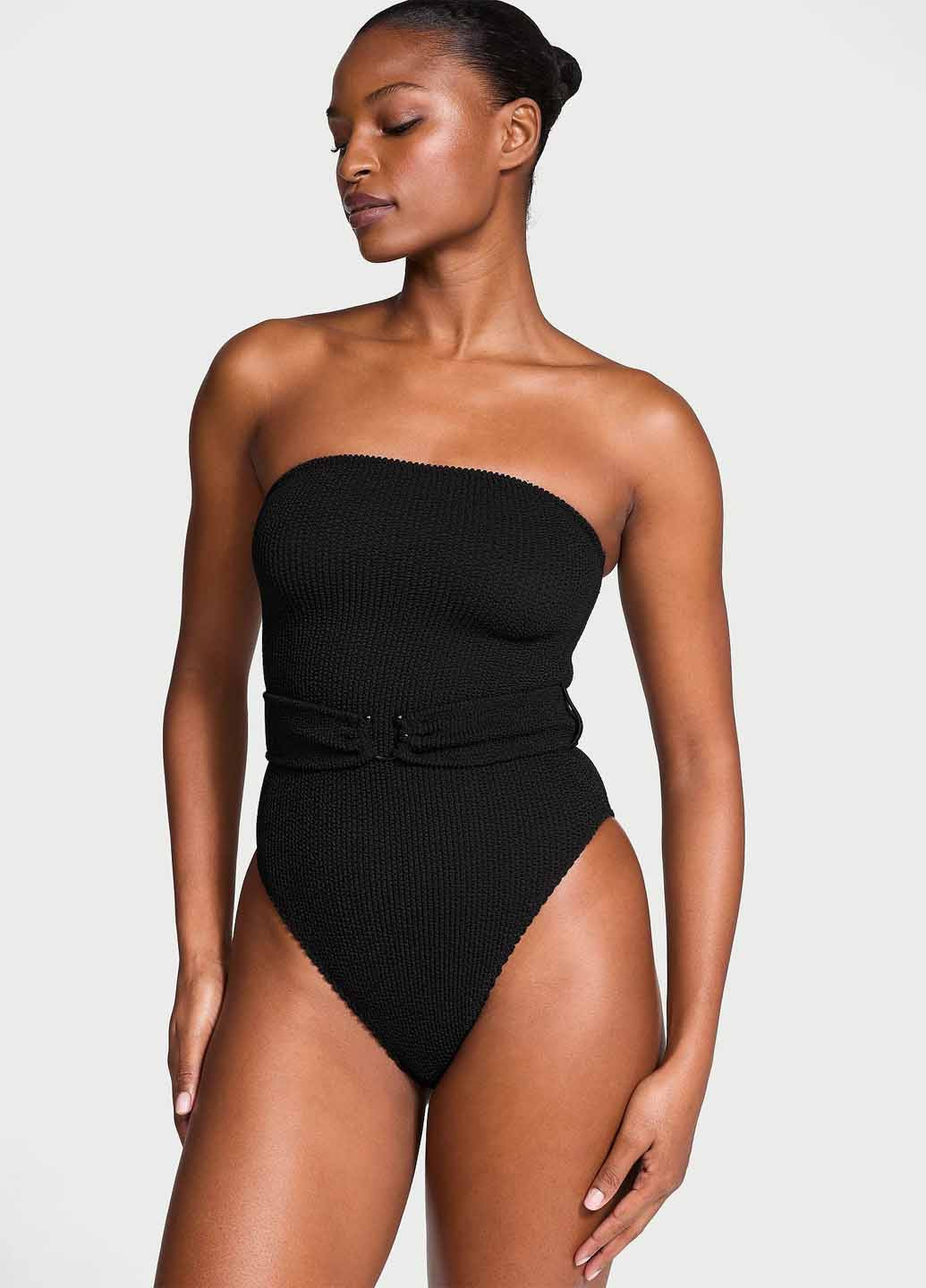 Чорний літній купальник балконет, суцільний Victoria's Secret