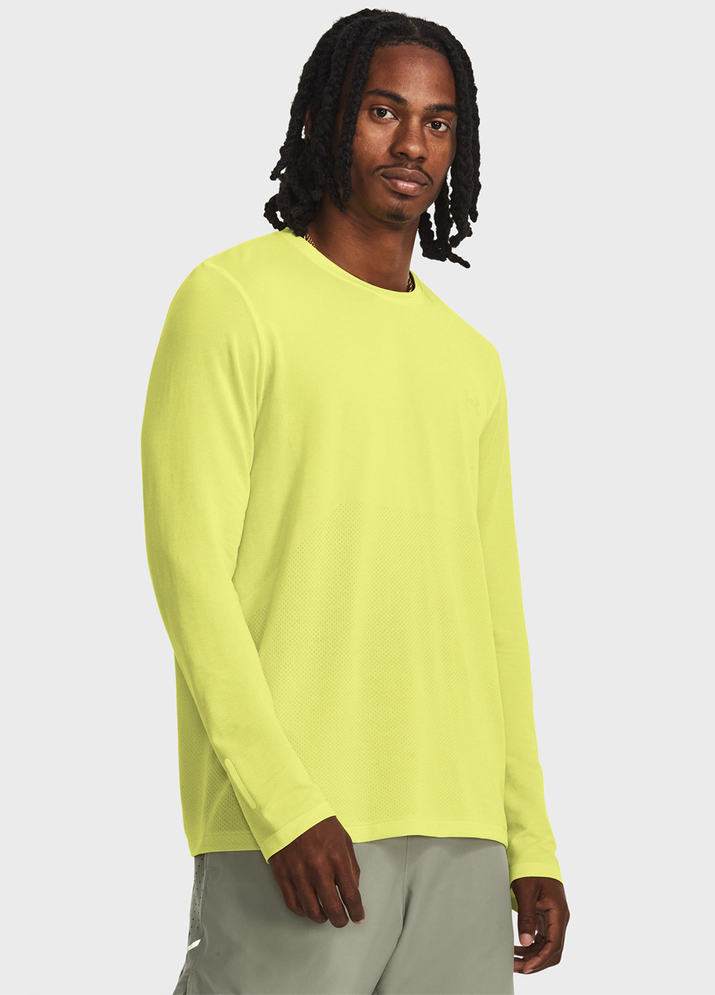 Кислотно-жёлтый демисезонный спортивный лонгслив Under Armour с логотипом