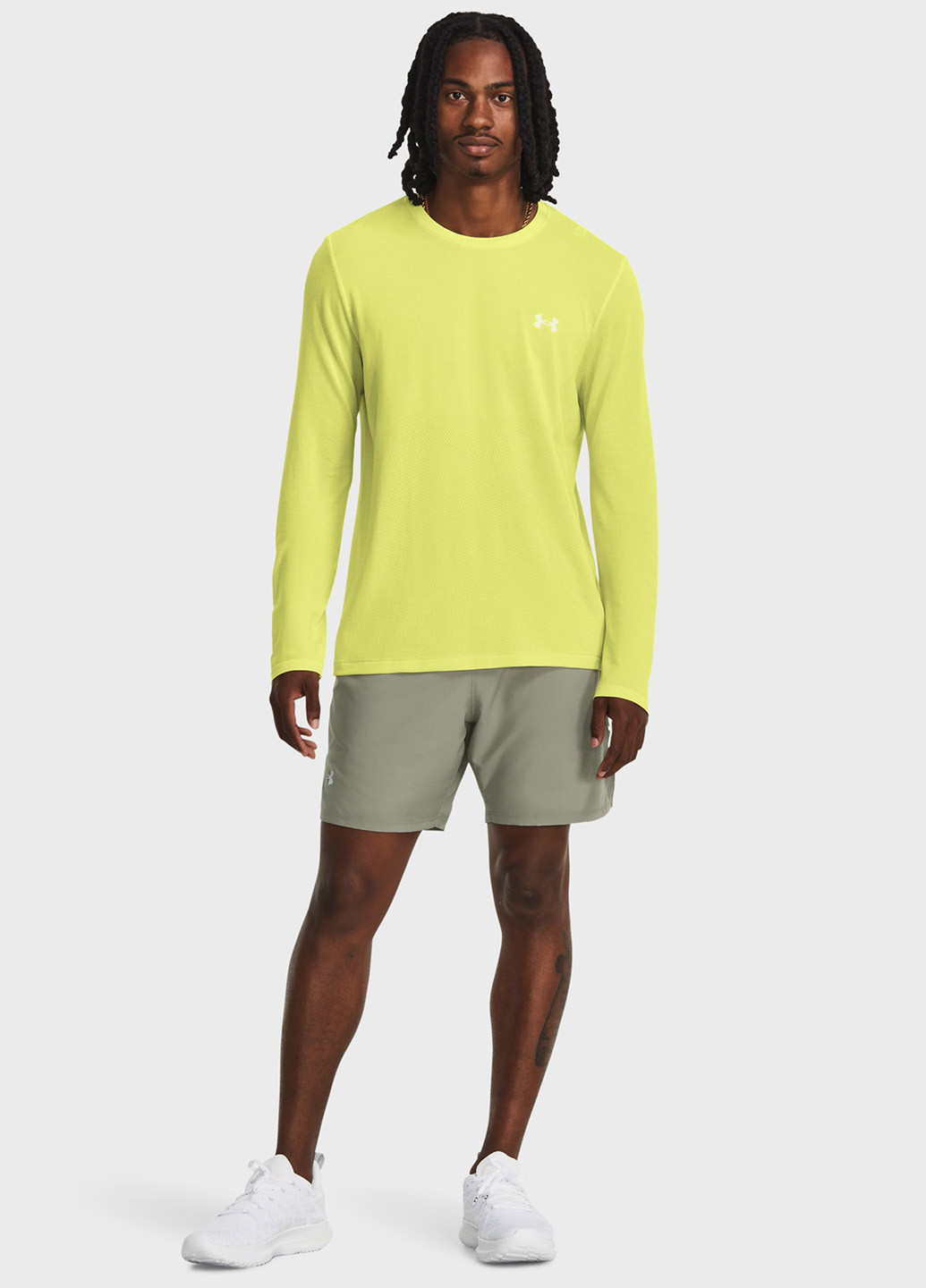 Кислотно-жёлтый демисезонный спортивный лонгслив Under Armour с логотипом